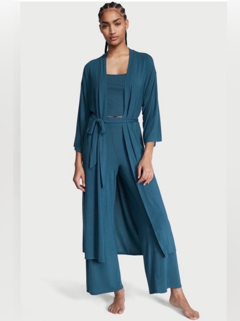 Nwt Victoria's Secret Blue Modal Three Piece Pajama Set